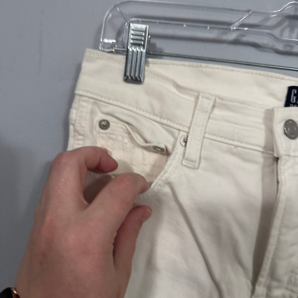 GAP Denim White Distressed Jeans Slim Straight Women's Size 27 Regular / Size 4 - Picture 4 of 12